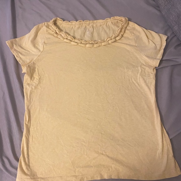 Talbots yellow top with gathering at neckline - Picture 3 of 11